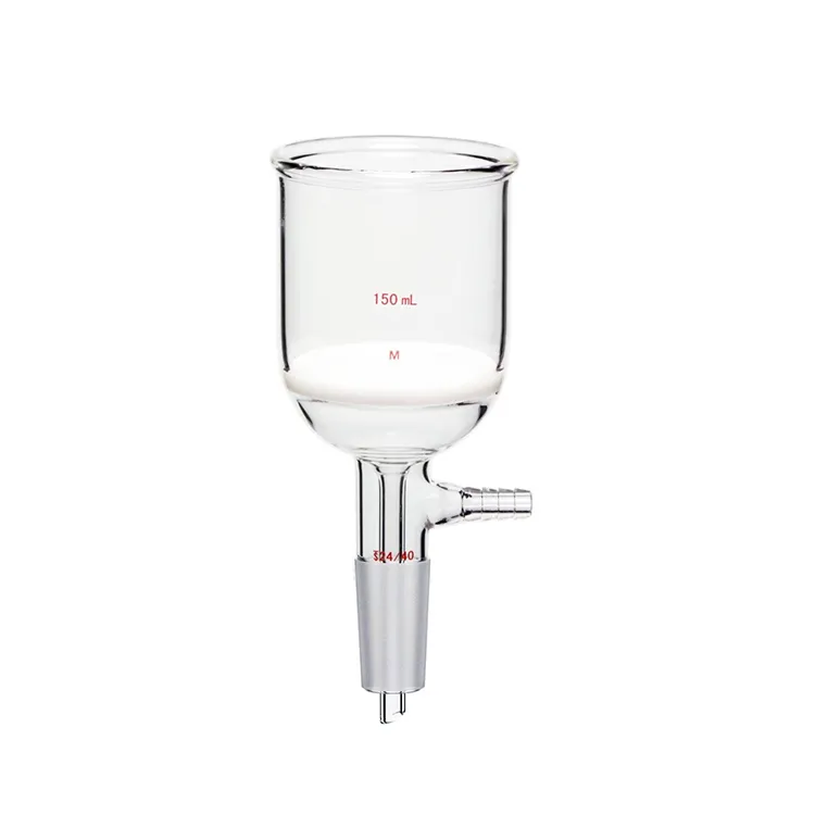 Suuri lasisintrattu suodatin Buchner-suppilo, jossa sintrattu levyn maadoitusliitos